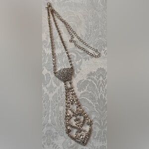 Silver Diamanté Studded Necklace Necktie Bow Design